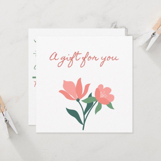 Convite Bonito no Certificado de Presente de Flor Rosa (Frente/Verso In Situ)