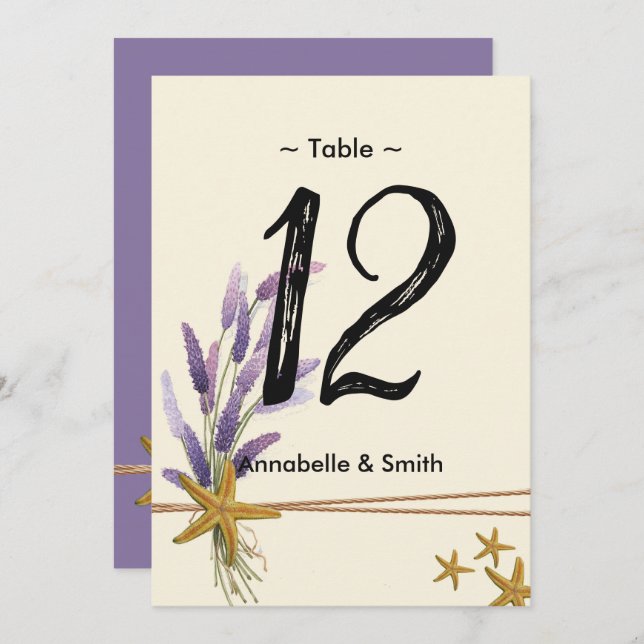 Convite bonito Número simples da mesa-estrela (Frente/Verso)