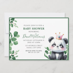 Convite Bonito Panda Verde Sexo Chá de fraldas Neutro