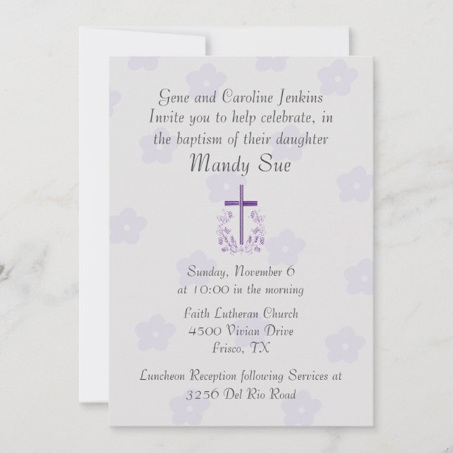 Convite Bonito para Batismo Cruzado (Frente)
