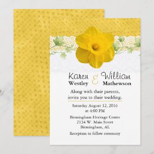 Convite bonito para Casamento de Daffodil Amarelo