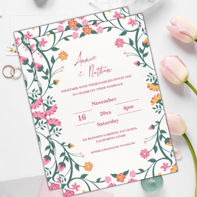 Convite bonito para Casamento de Frame Floral de I (Pretty Intricate Floral Frame Wedding Invitation)