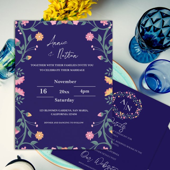 Convite bonito para Casamento de Frame Floral de I (Pretty Intricate Floral Frame Wedding Invitation Postcard)