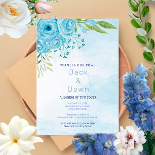 Convite bonito para Casamento de Rosas Azuis