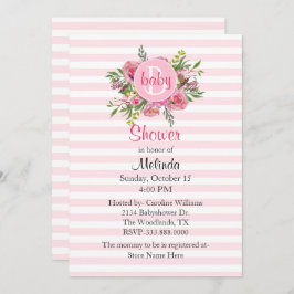 Convite bonito para Chás de fraldas com risca rosa