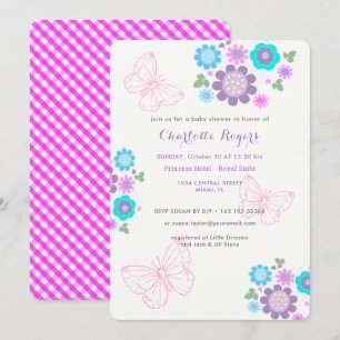 Convite Bonito Pastel Butterflies Floral Posy Chá de fral