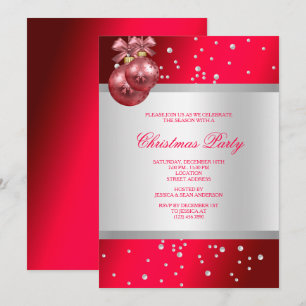 Convite Bonito Pérolas de Prata Fuchsia Natal