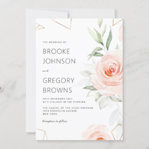 Convite Bonito Pink Shades de Casamento Geométrico de Blu