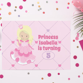 Convite Bonito Princesa Meninas Rosa Festa de aniversário