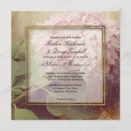 Convite Bonito quadrado cora casamento vintage cor-de-rosa