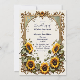 Convite Bonito quadro de arte elegante de girassol amarelo