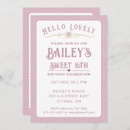 Convite Bonito Rosa e Dourado Doce 16º Aniversário