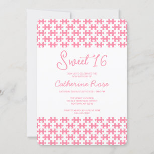 Convite Bonito, Rosa E Quebra-cabeça Branco, Cheio De Doce