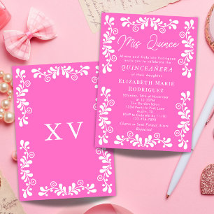 Convite Bonito rosa Fiesta Talavera Quinceanera
