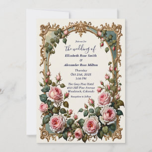 Convite Bonito rosas rosa-rosa elegante quadro de arte cas