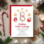 Convite Bonito Snowman de Troca de Biscoitos de Natal<br><div class="desc">Convite Personalizado De Bolachas De Natal Fofo Para Troca De Neve.</div>