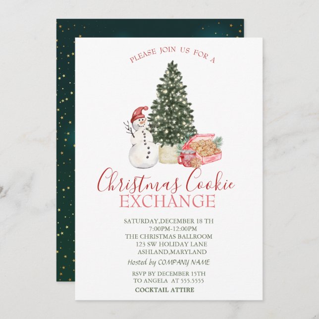 Convite Bonito Snowman,Pine Tree,Cookies (Frente/Verso)