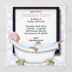 Convite Bonito Spa Bath Massage e Beleza Party Invit