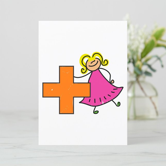 Convite Bonito Stick Figura Girl with Plus Sign (Criador carregado)