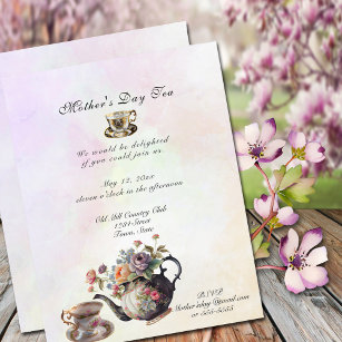 Convite Bonito Tea Cups, Chá de panela Dia de as mães