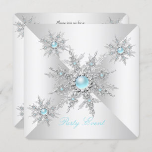 Convite Bonito Teal Snowflakes, Festa da Terra Maravilha d