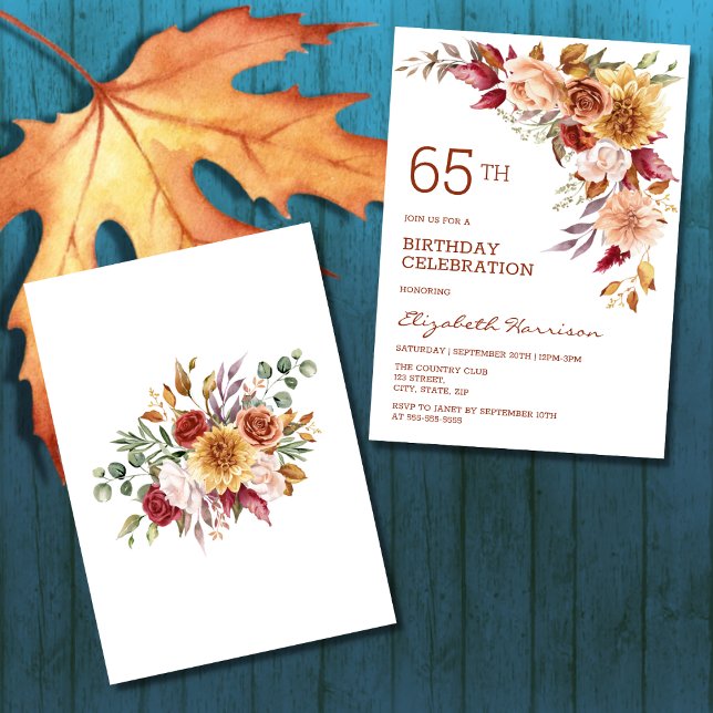 Convite Bonito Terracotta Autumn Floral Botanical Birthday (Criador carregado)