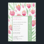 Convite Bonito Tulipa Verde Cor Floral de Água Doce 16<br><div class="desc">Este elegante e moderno verão/primavera doce 16 convites de aniversário é perfeito para uma moça da moda e na moda. Apresenta flores de tulipa cor verde-branca pintadas à mão, cor-de-rosa-pincel, cor-de-rosa-pincel, amarelo-ouro e cor-de-água verde-férn e folhas sobre um fundo branco simples. É o país, bonito, feminino, doce, único e artístico....</div>