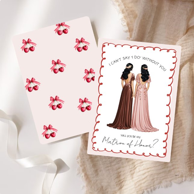 Convite Bonito “Você Será Minha Dama de Honra?” Cereja (Criador carregado)
