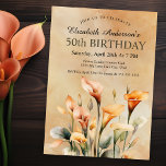 Convite Bonito Watercolor Calla Lily 50th Birthday<br><div class="desc">Bonito Watercolor Calla Lily, 50º Aniversário, Convites Para Mulheres. Fácil De Alterar O Texto De Exemplo Para Si, Clicando Em Personalizar. Clique Em Personalizar/Editar Com A Ferramenta Design Para Alterar O Tipo De Fonte, A Cor Da Fonte, O Tamanho Da Fonte Ou Para Adicionar/Excluir/Alterar A Ferramenta Texto Ou Design. Este...</div>
