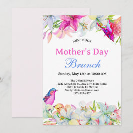 Convite Bonito Watercolor Floral White Dia de as mães Brun
