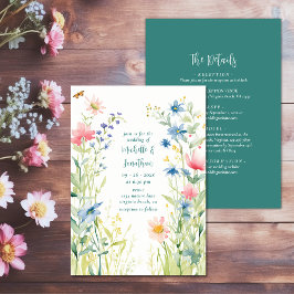 Convite Bonito Watercolor Flores Selvagens Todos em Um Cas