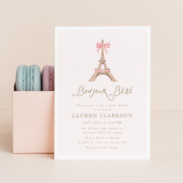 Convite Bonjour Bebe Baby Shower Invitation (Criador carregado)
