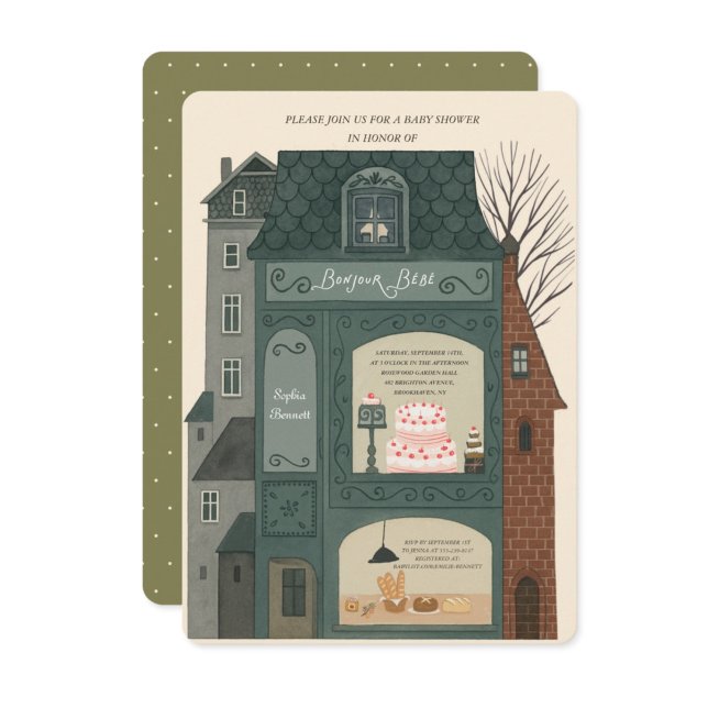 Convite Bonjour Bebe Baby Shower  Invitation (Criador carregado)