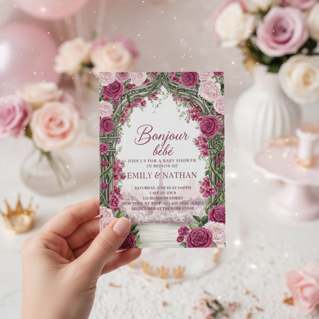 Convite Bonjour Bebe eiffel tower French chic baby Shower (Criador carregado)