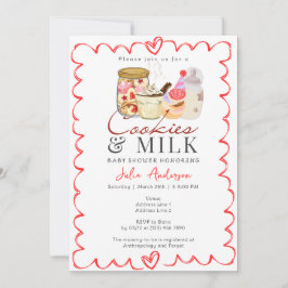 Convite Bonjour Bébé Milk and Cookies Modern Chá de fralda