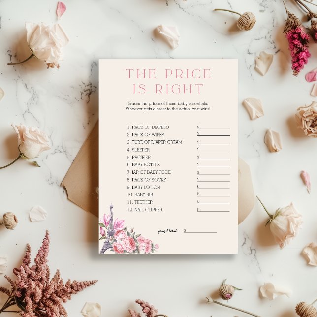 Convite Bonjour Bebe | O Preço é o Jogo do Chá de fraldas  (Criador carregado)