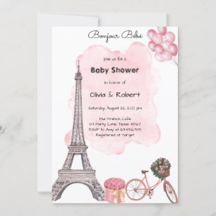 Convite Bonjour Bebê Paris Chuveiro de Bebê Francês Parisi