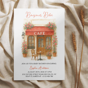 Convite Bonjour Bebe Paris French Café Chá de fraldas