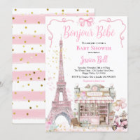 Bonjour Bebe Paris Girl Chá de fraldas Pink Eiffel