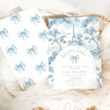 Bonjour Bebe Toile Blue Arco Chá de fraldas francê
