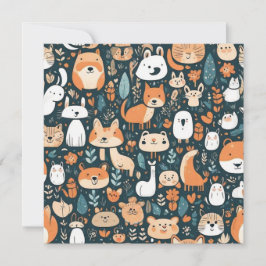 Convite Bons animais divertem-se com decor design verde