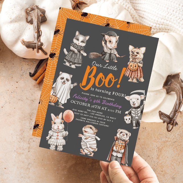 Convite Boo Animal Halloween Costume Aniversário (Criador carregado)