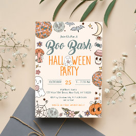 Convite Boo Bash Groovy Cute Ghost Halloween Party