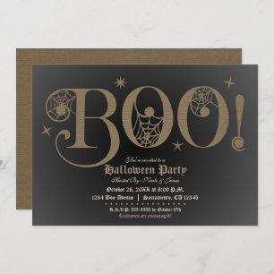 Convite BOO Brown Rustic Elegant Halloween Festa de Figuri