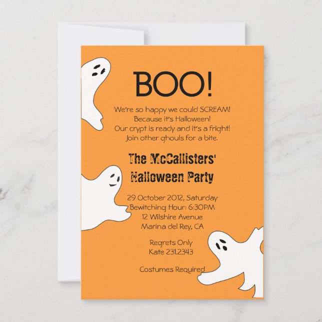 Convite BOO! Convidados para Festa de Halloween Cute Not S (Frente)