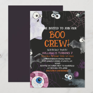 Convite Boo Crew Diversão Crianças Festa de aniversário Ha
