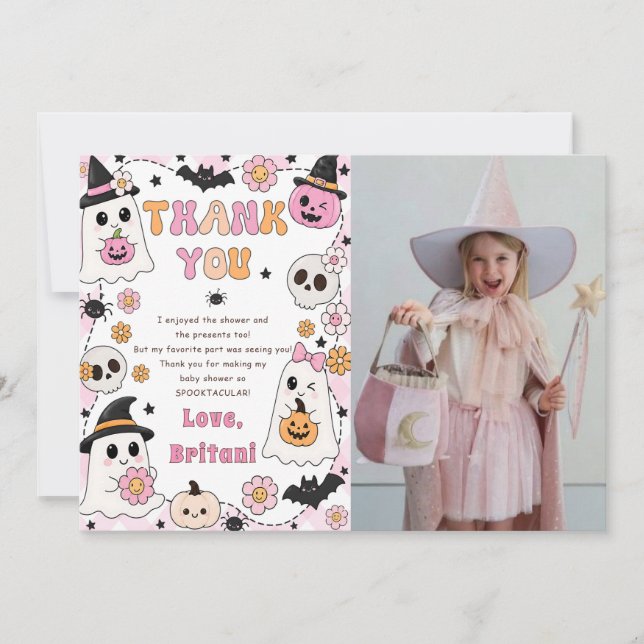 Convite Boo de Halloween Rosa (Frente)