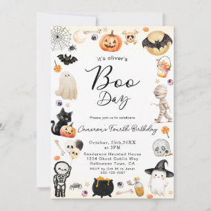 Convite Boo Dia Qualquer Idade Aniversário do Halloween