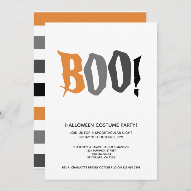 Convite Boo do Partido Halloween Personalizado Spooktacula (Frente/Verso)