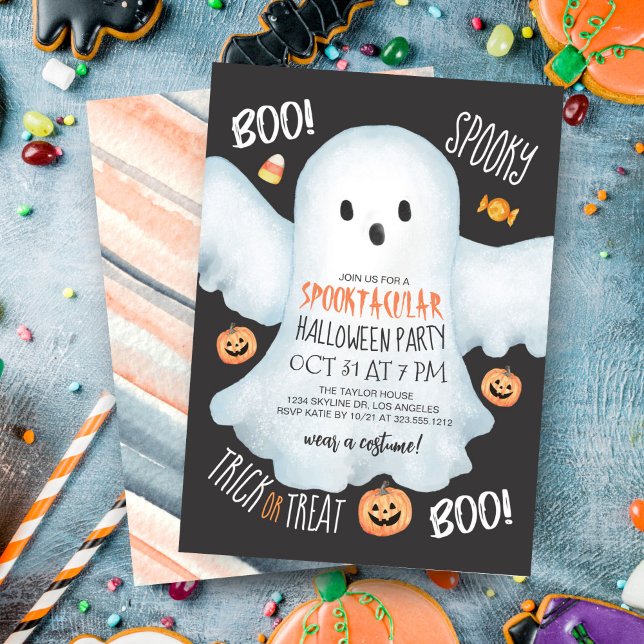 Convite Boo Fantasma Jack O'Lantern Spooktacular Halloween (Criador carregado)
